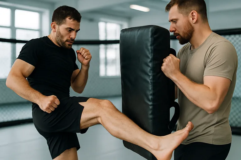 MMA training at a gym
